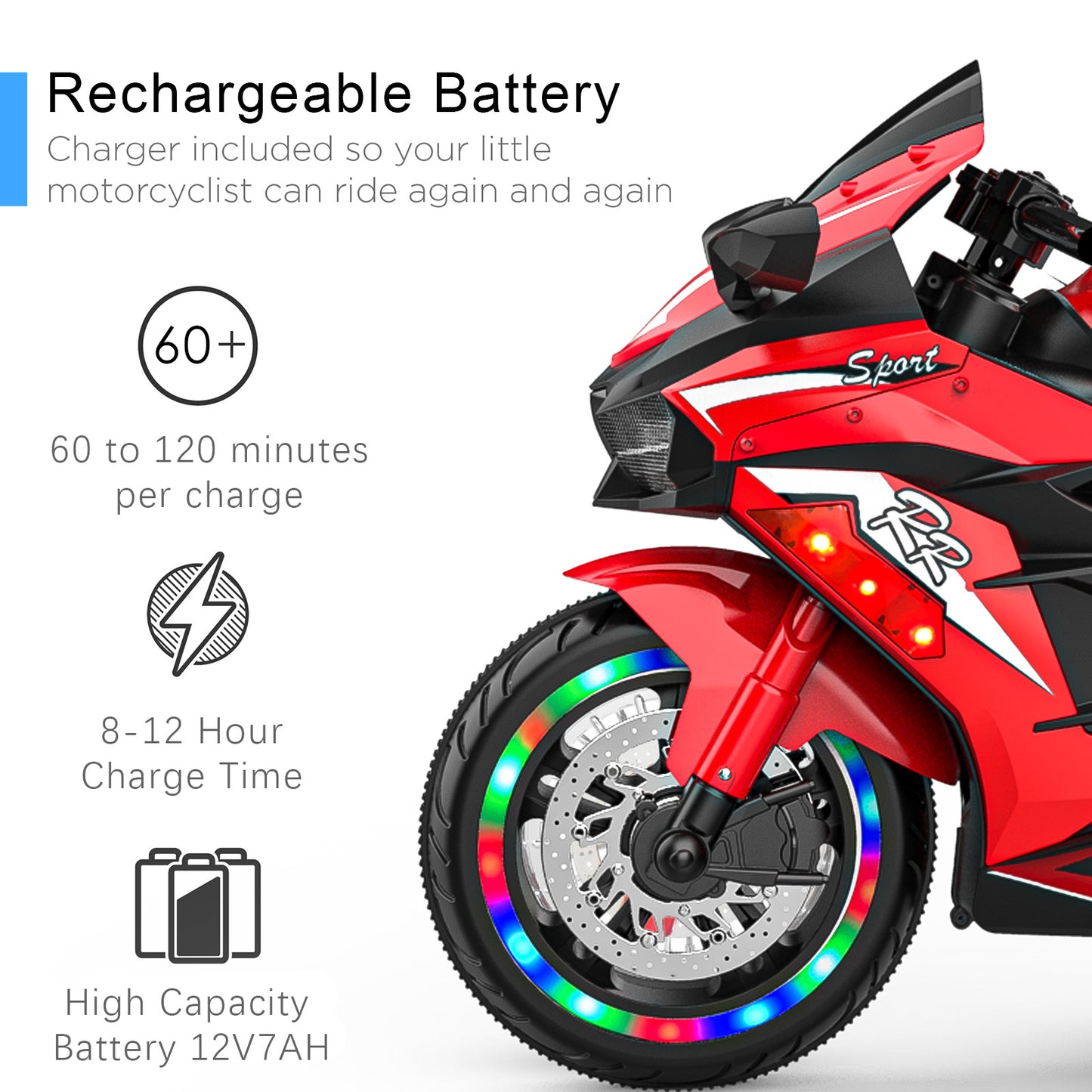 Red 3 Wheels Electric Battery Powered Dirt Bike for Children