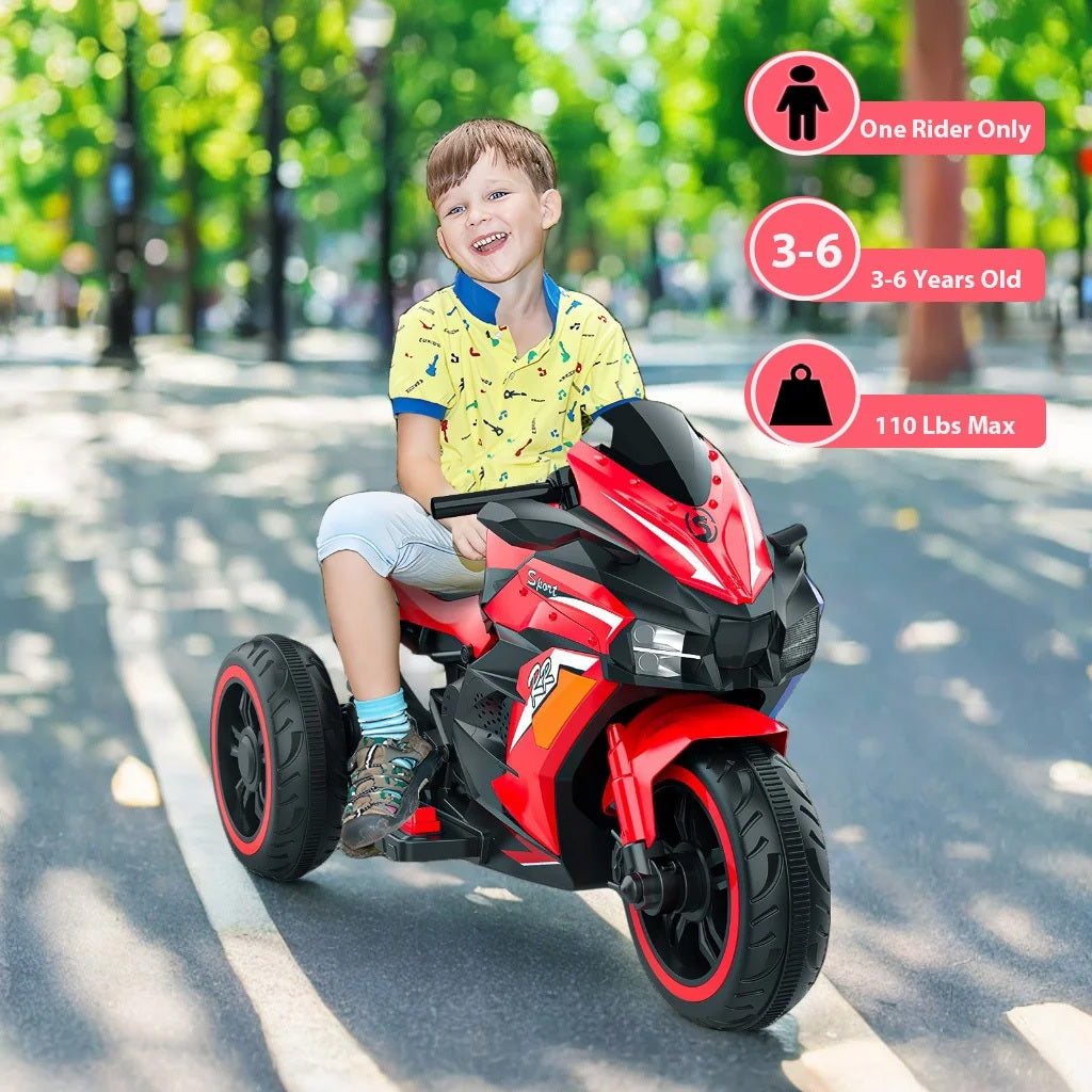 Red 3 Wheels Electric Battery Powered Dirt Bike for Children