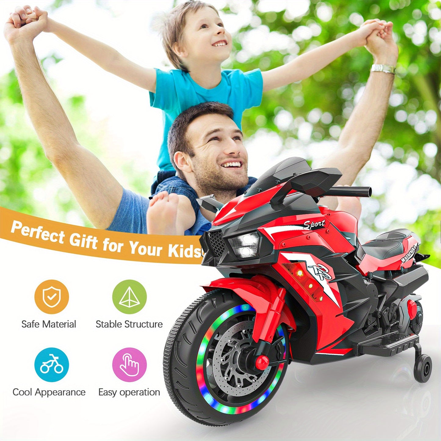 12V Red Kids Motorcycle