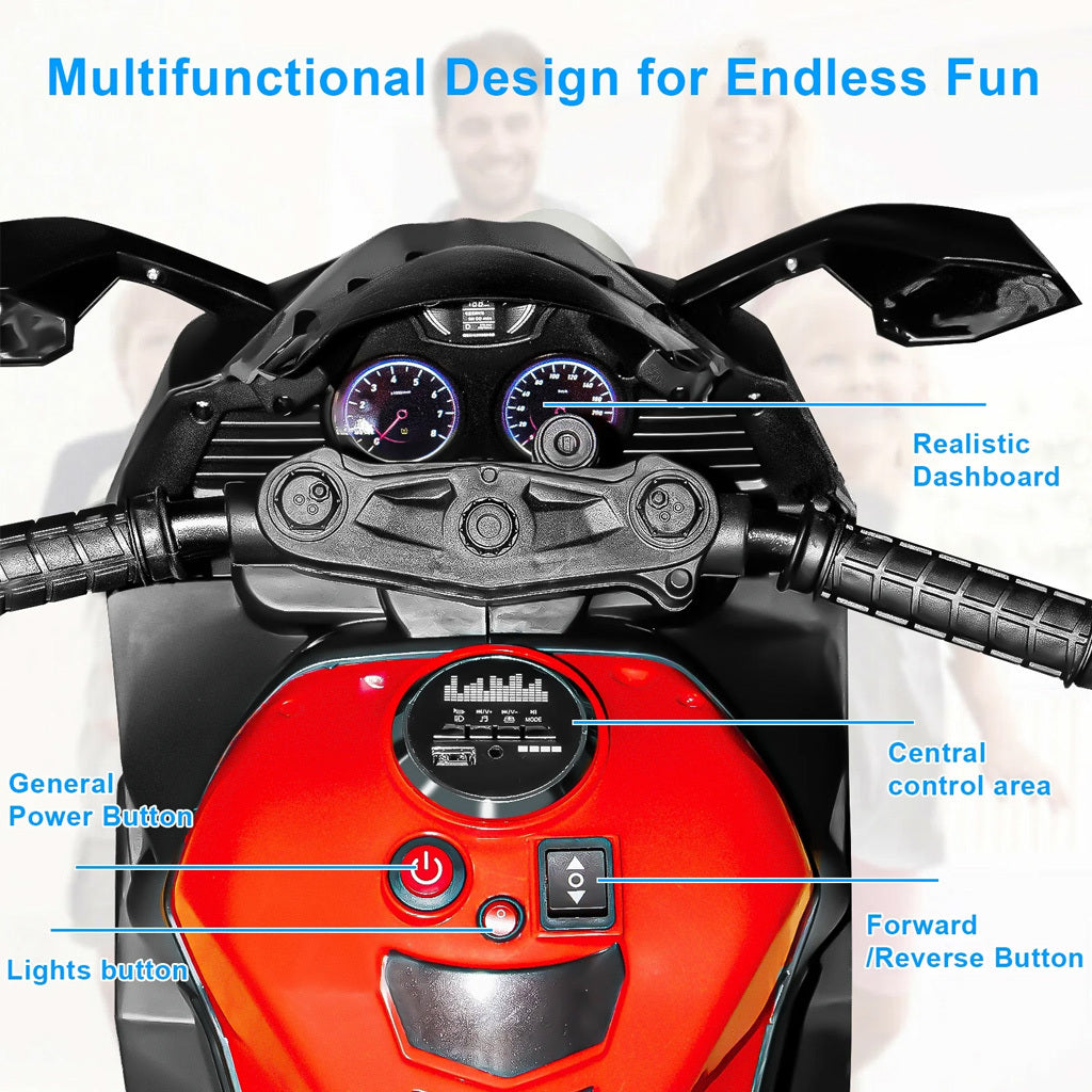 Red 3 Wheels Electric Battery Powered Dirt Bike for Children