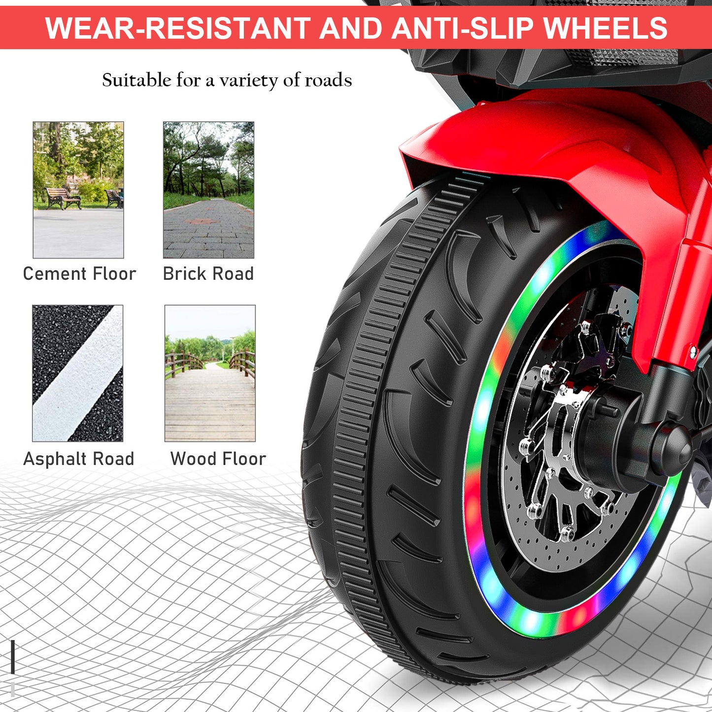 Red 3 Wheels Electric Battery Powered Dirt Bike for Children
