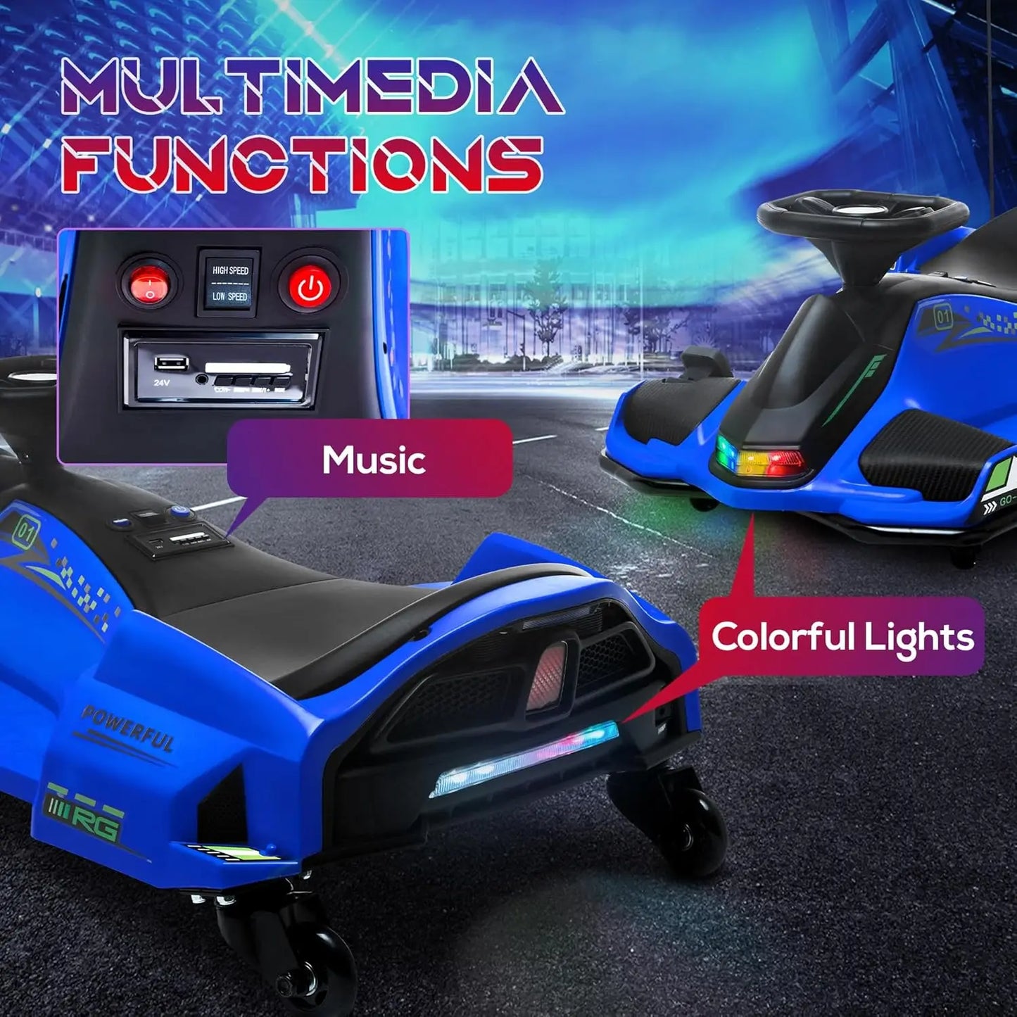 Electric Go Kart, 5 MPH Drifting Car
