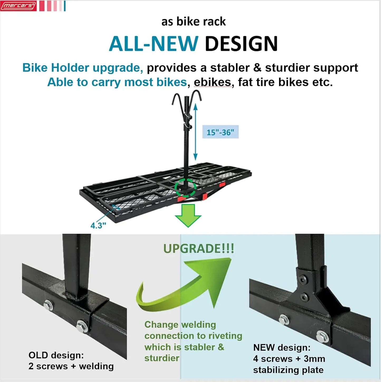 Bike Rack Fits 2 Ebike Fat-Tire