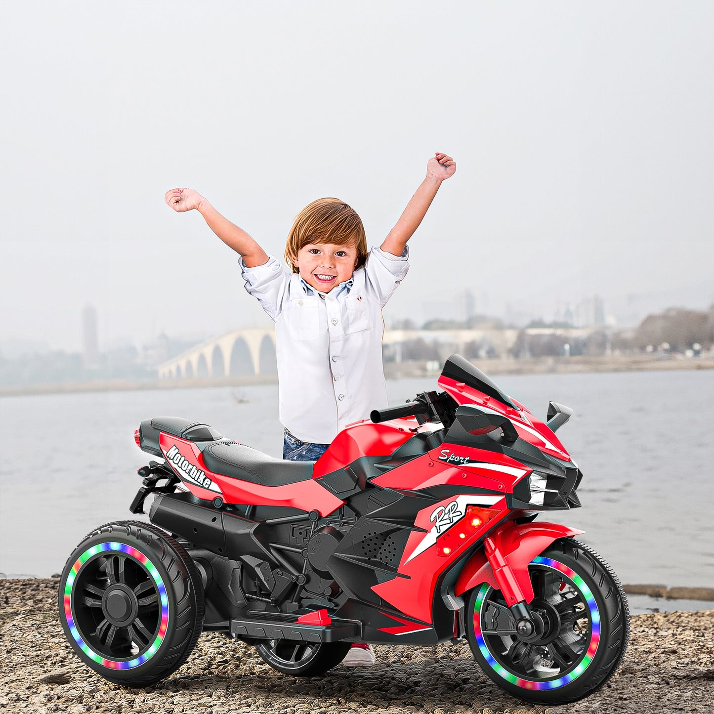 Red 3 Wheels Electric Battery Powered Dirt Bike for Children